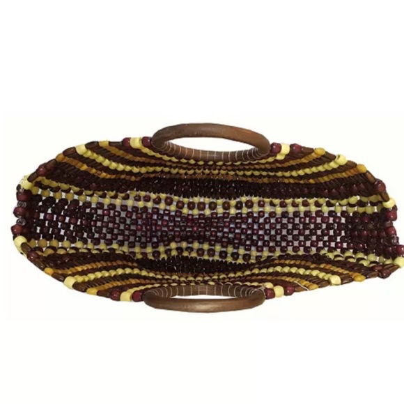 INC International Concepts Beaded Fan Tote in Brown and Tan - Picture 4 of 12